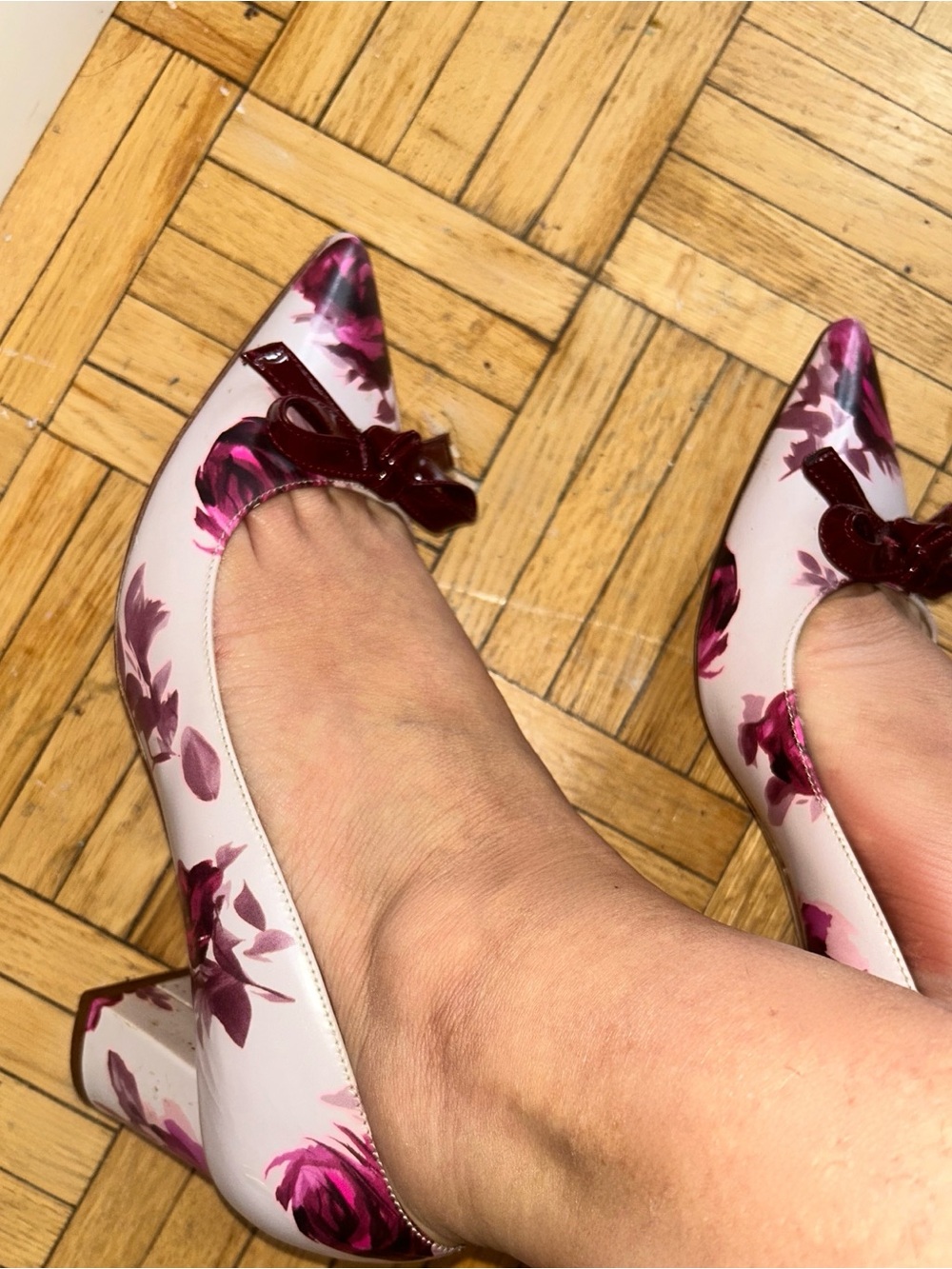 Kate Spade Floral Bow Block Heel Pumps Made in Italy Size 6.5 - Picture 10 of 10